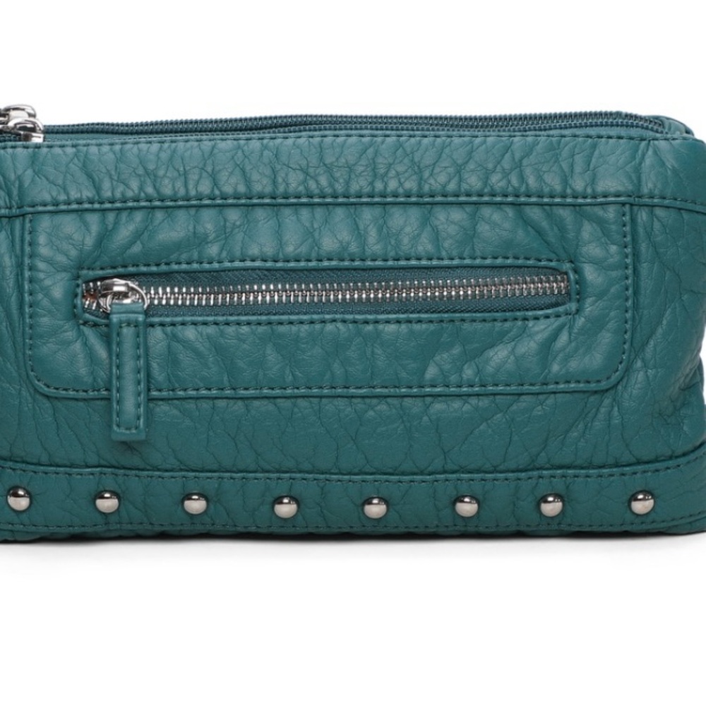 Ampere Creations Malie Wristlet Crossbody Teal Vegan Leather Purse Wallet
